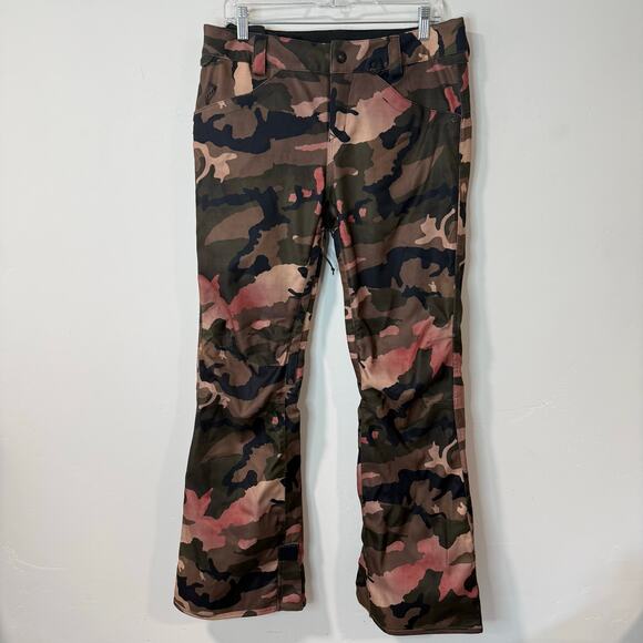 Volcom Women's Snow Pants Ski Mountain Waterproof Camo Pink Brown Medium - Picture 1 of 11